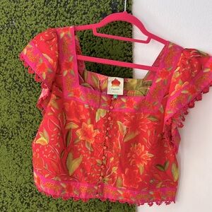 Farm rio crop top, flutter sleeves